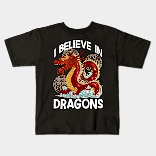 Chinese New Year of the Dragon 2024 I Believe in Dragons Kids T-Shirt